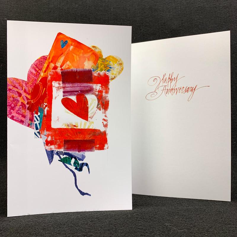 "Happy Anniversary", designer anniversary card, anniversary card with hearts