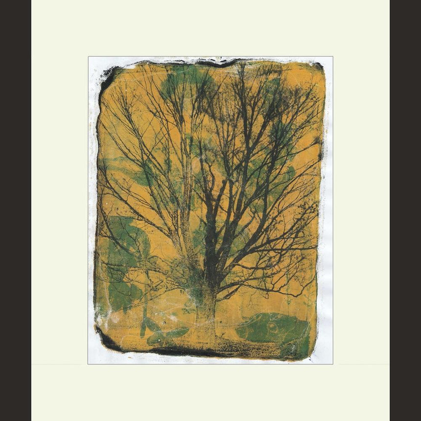 Tree on Yellow handmade print